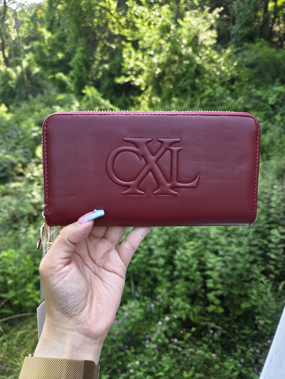 CXL by Christian Lacroix Burgundy Zip Around Wallet NWT Misprint Logo Rare